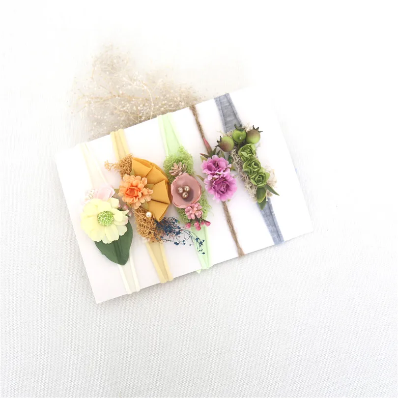 Повязка на голову для новорожденных серый головной убор с перламутровым узором