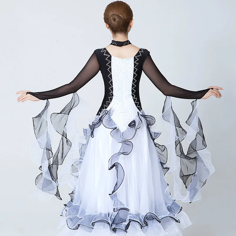 Белое стандартное бальное платье для женщин платья конкурса бальных танцев Waltz