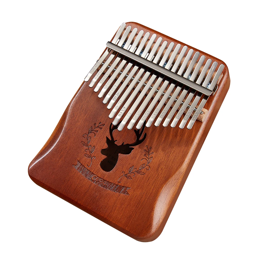 

Deer Pattern Thumb Finger Piano Musical Instrument 17 Keys Acacia Wooden Kalimba Lightweight Portable Music Elements
