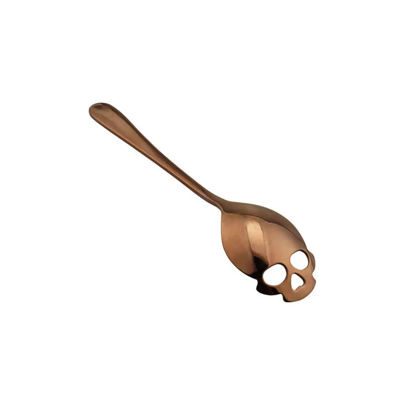 Stainless Steel Cool Skull Coffee Tea Stirring Spoon Cutlery Dessert Drink Sugar Gold Silver Black Decorative Teaspoons | Дом и сад