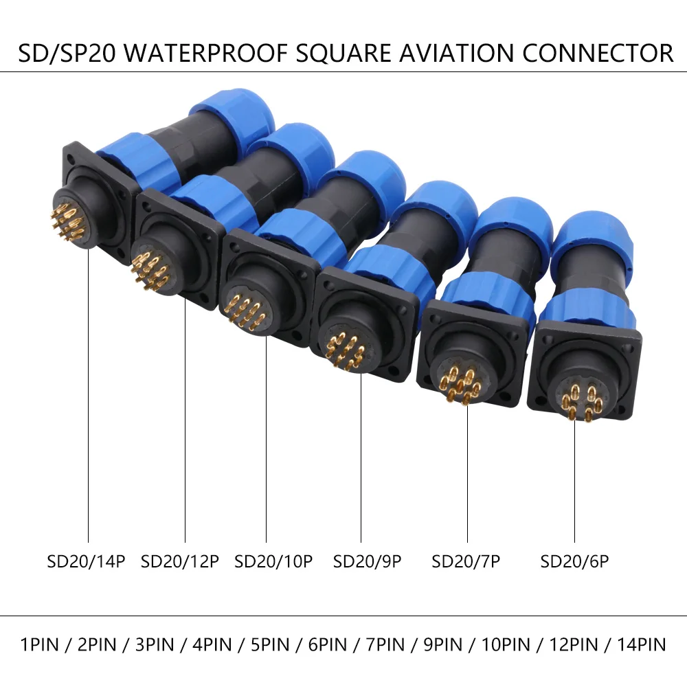 10 компл./лот IP68 Водонепроницаемый SP20 SD20 авиационный штекер + гнездо 20 мм