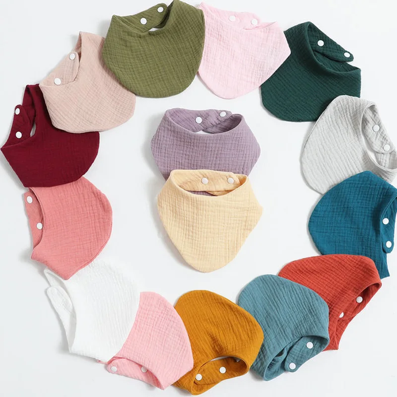 Baberos de algod&oacute;n ajustables para beb&eacute; reci&eacute;n nacido, toalla de Saliva de alimentaci&oacute;n, pa&ntilde;o absorbente para eructar infantil, toalla triangular, 1 pieza-1