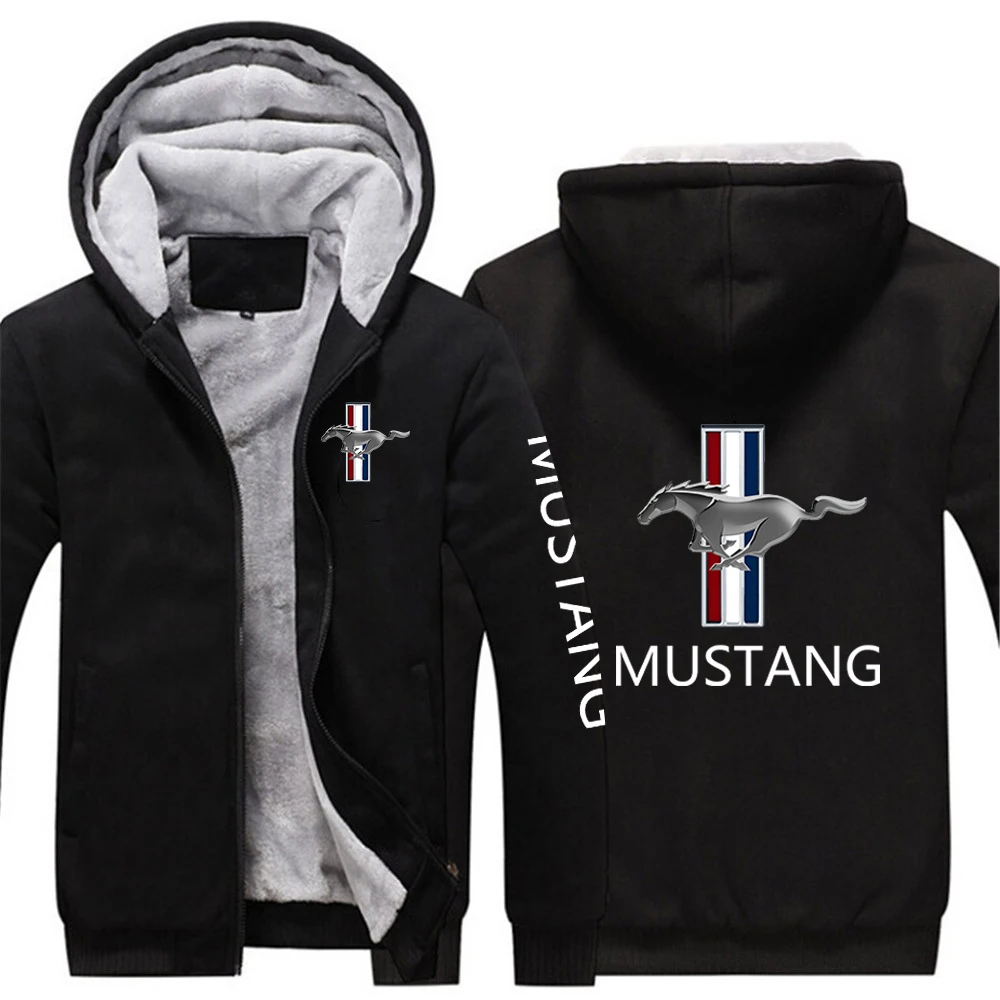 

Mustang Men Custom Comfortable Coat Leisure Zipper Hoodie Winter Plus Velvet Thicken Jacket