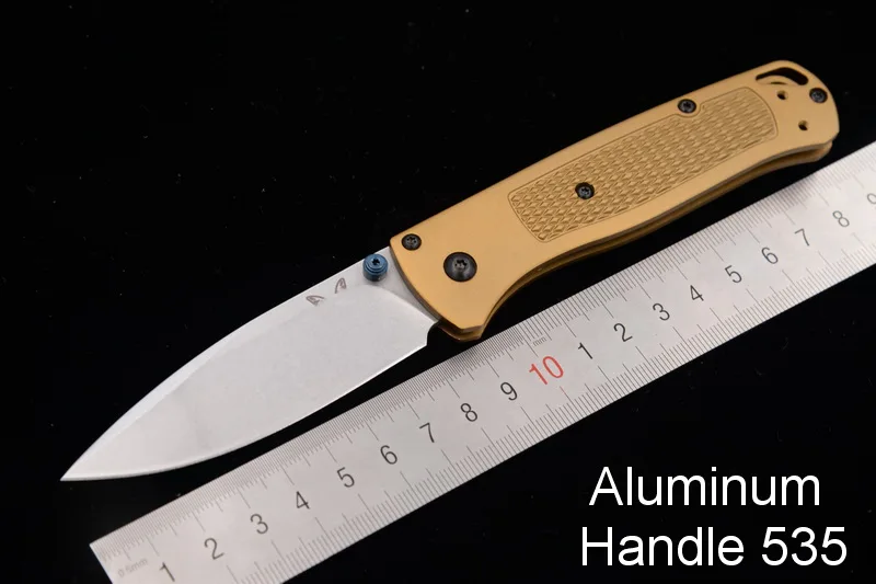 Aluminium Golden JUFULE OEM 535 Алюминий/Полимер нейлоновое волокно Ручка складной выживания EDC инструмент для кемпинга охоты Открытый карманный нож для фруктов - Цвет: Aluminium Golden