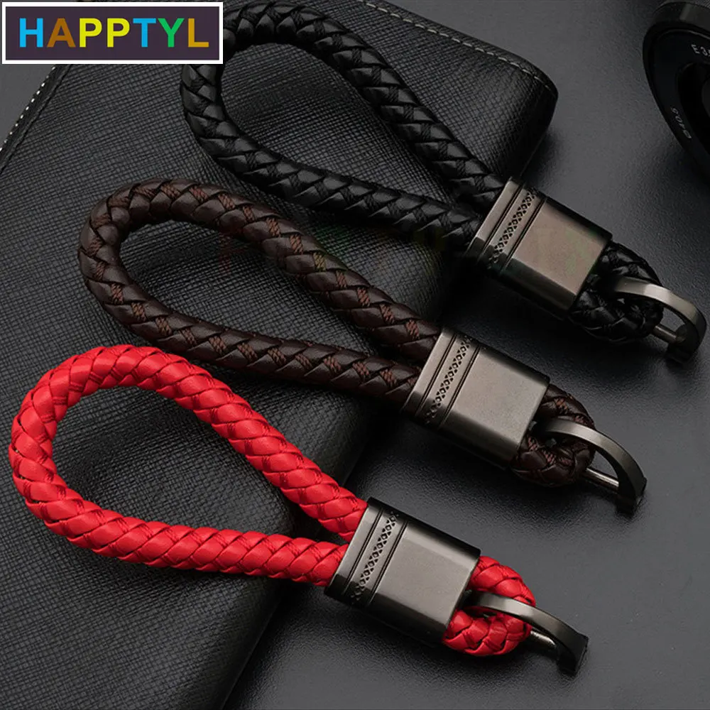 HAPPTYL 1 шт. модные кожаные брелки из микрофибры для женщин и мужчин плетеные ключей