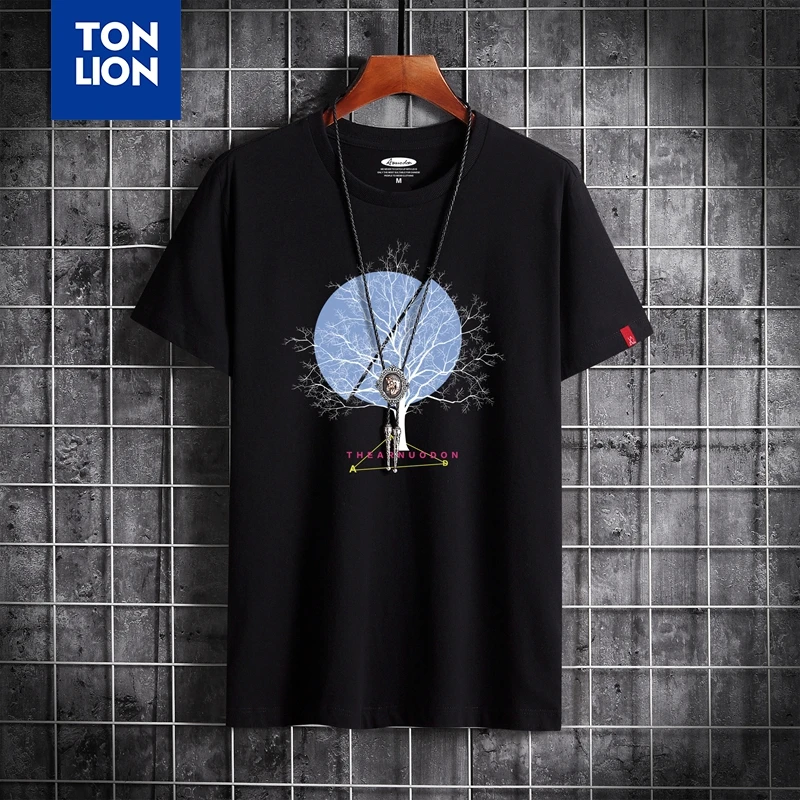 

TONLION Wishing Tree/Футболки с буквенным принтом, круглый вырез, 100% хлопок, футболки с короткими рукавами, 2020, Новое поступление, мужские футболки вы...