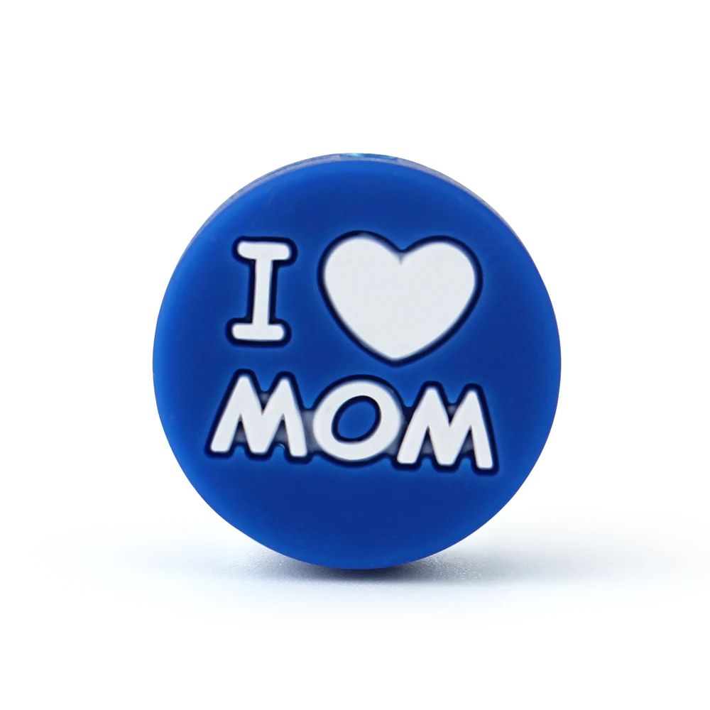 MOM 09 Keep& Grow 5 шт. круглые силиконовые бусы I Love Mom/Dad Детские бусины для прорезывания зубов DIY соски зажимы для прорезывания зубов игрушки грызун Детские Прорезыватели - Цвет: MOM 09