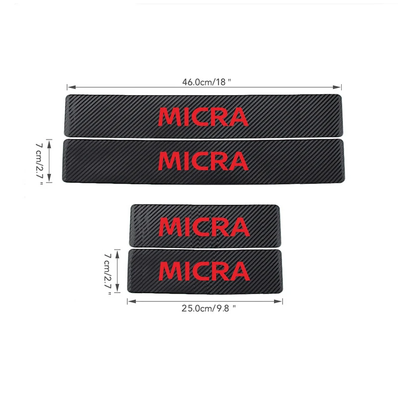 RED X4PCS 4 шт./компл. наклейки на пороги автомобиля для Nissan MICRA k12 k13 тюнинг автомобильные аксессуары интерьер - Название цвета: RED X4PCS