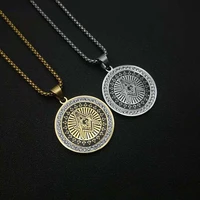 hip hop iced out ag sign pendant necklace goldsilver color stainless steel round masonic chain for men jewelry dropshipping