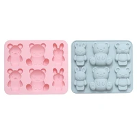 diy cute cartoon bear and rabbit silicone mold chocolate bread cake baking mold epoxy mold kitchen multifunctional accessories