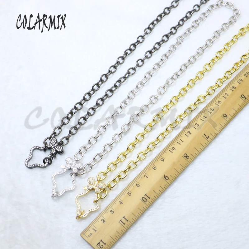 

3 strands clasp pendant necklace zircon jewelry 18" keep color chain for layer necklace mix colors fashion jewelry 50118
