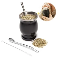 gourd tea cup yerba mate cup double wall 230ml gourd set double wall stainless steel mate with bombillas and cleaning brush