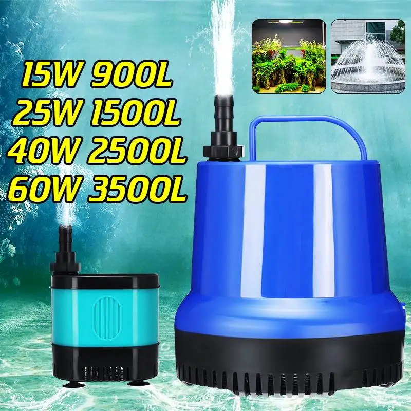 

NEW 15/25/60W Ultra-Quiet Submersible Water Fountain Pump Filter Fish Pond Aquarium Water Pump Tank Fountain