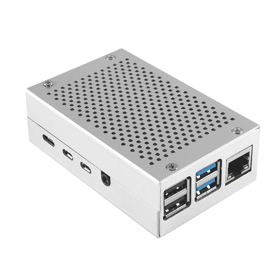 Raspberry Pi 4 Чехол, алюминиевый чехол, черный, серебристый корпус, металлический корпус для Raspberry PI 4, Модель B