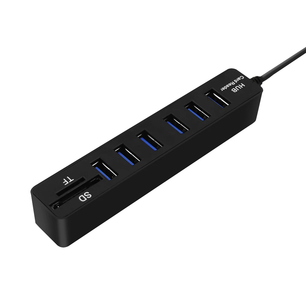 USB 2 0 концентратор usb хаб все в одном кард ридер расширитель 6 Порты HUB + TF/SD комбо
