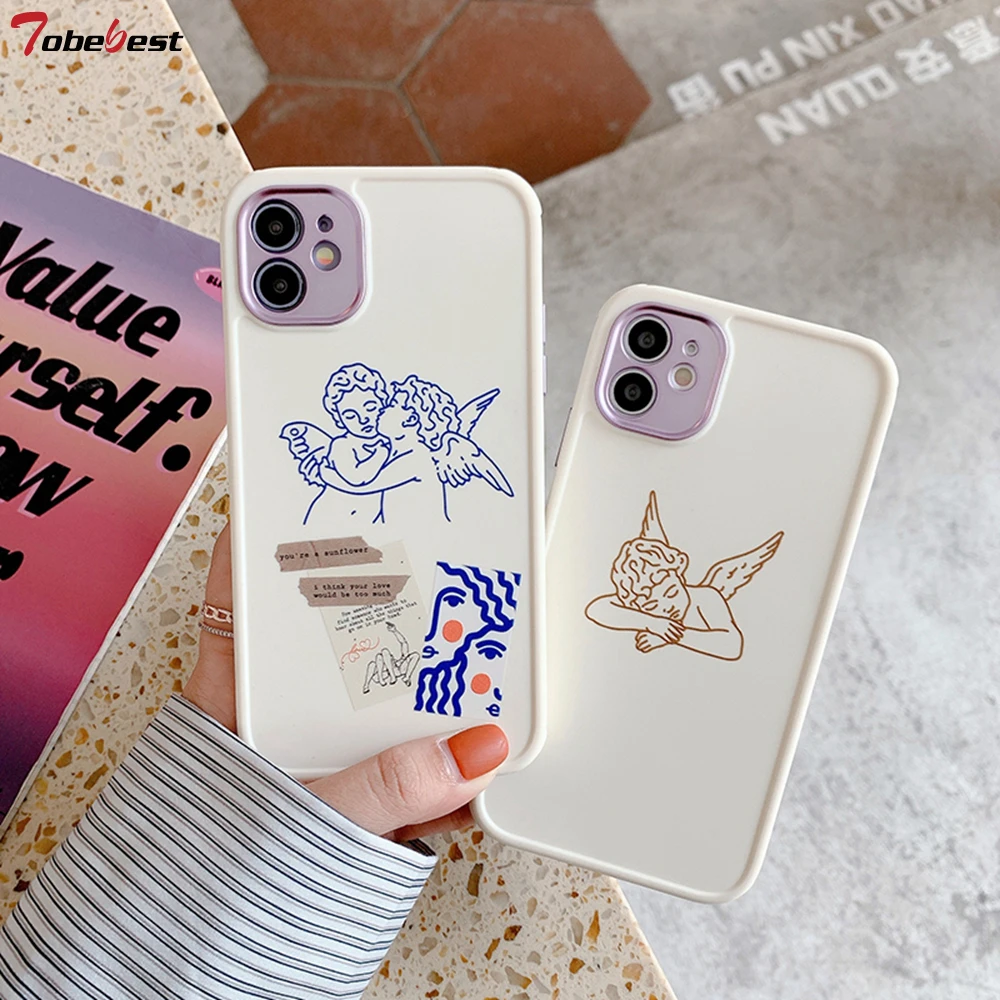 Защитная крышка для камеры Tobebest Angel чехлы телефонов iphone 12 11 pro max X XS XR 8 Plus 12mini