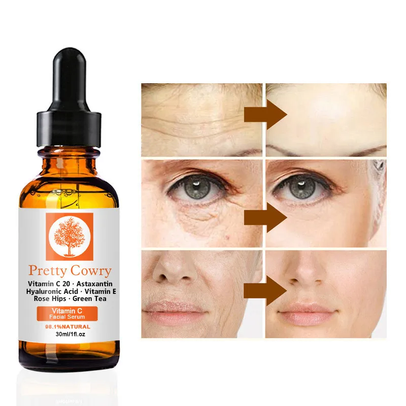 

Vitamin C Pure 100% Strong Hyaluronic Acid Anti Aging Wrinkle Skin Tightening Face Serum Nourishes facial skin women Beauty tool