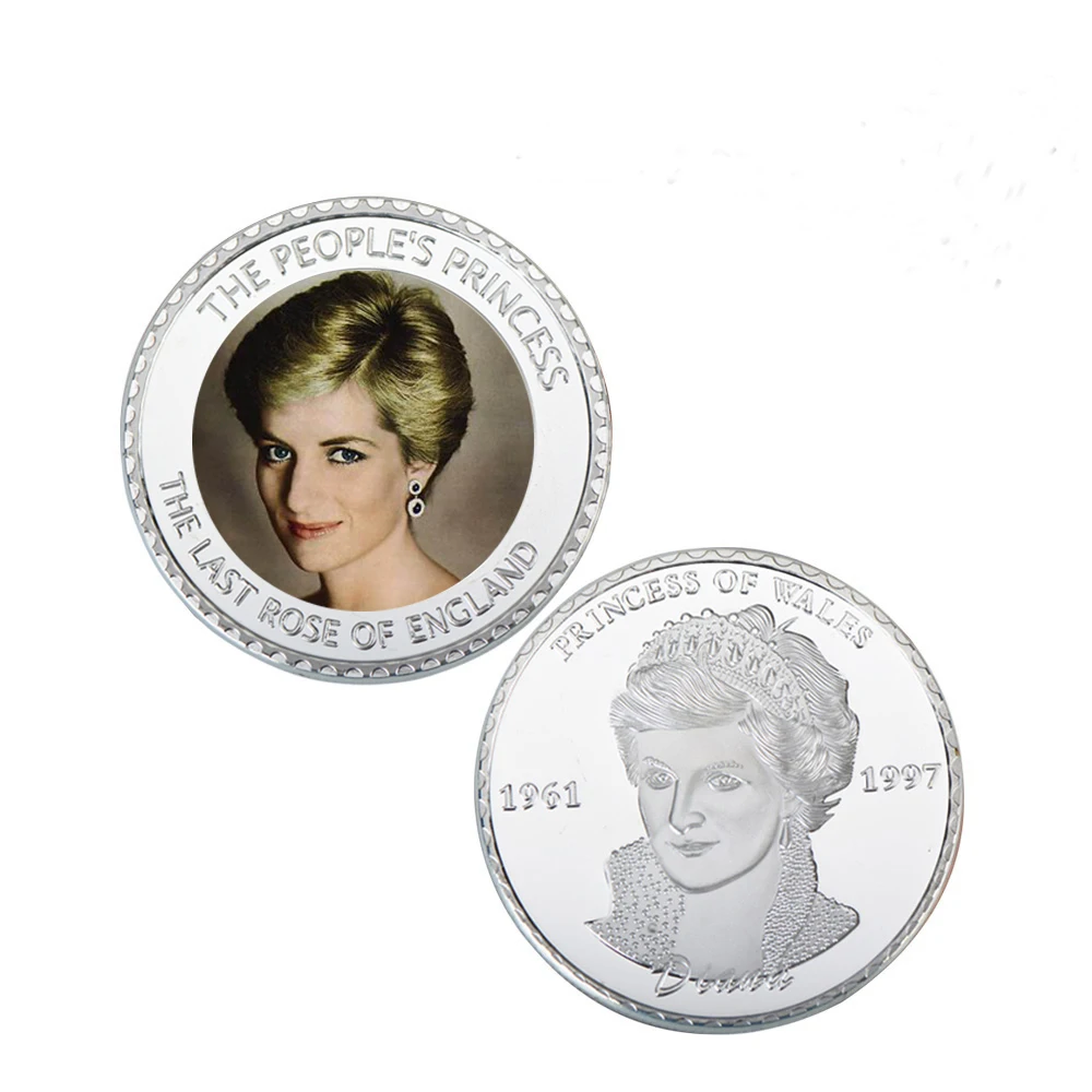

Princess Diana Silver Plated Metal Double Sided Coin Princess of Wales Challenge Coin Commemorative Customized Art Crafts