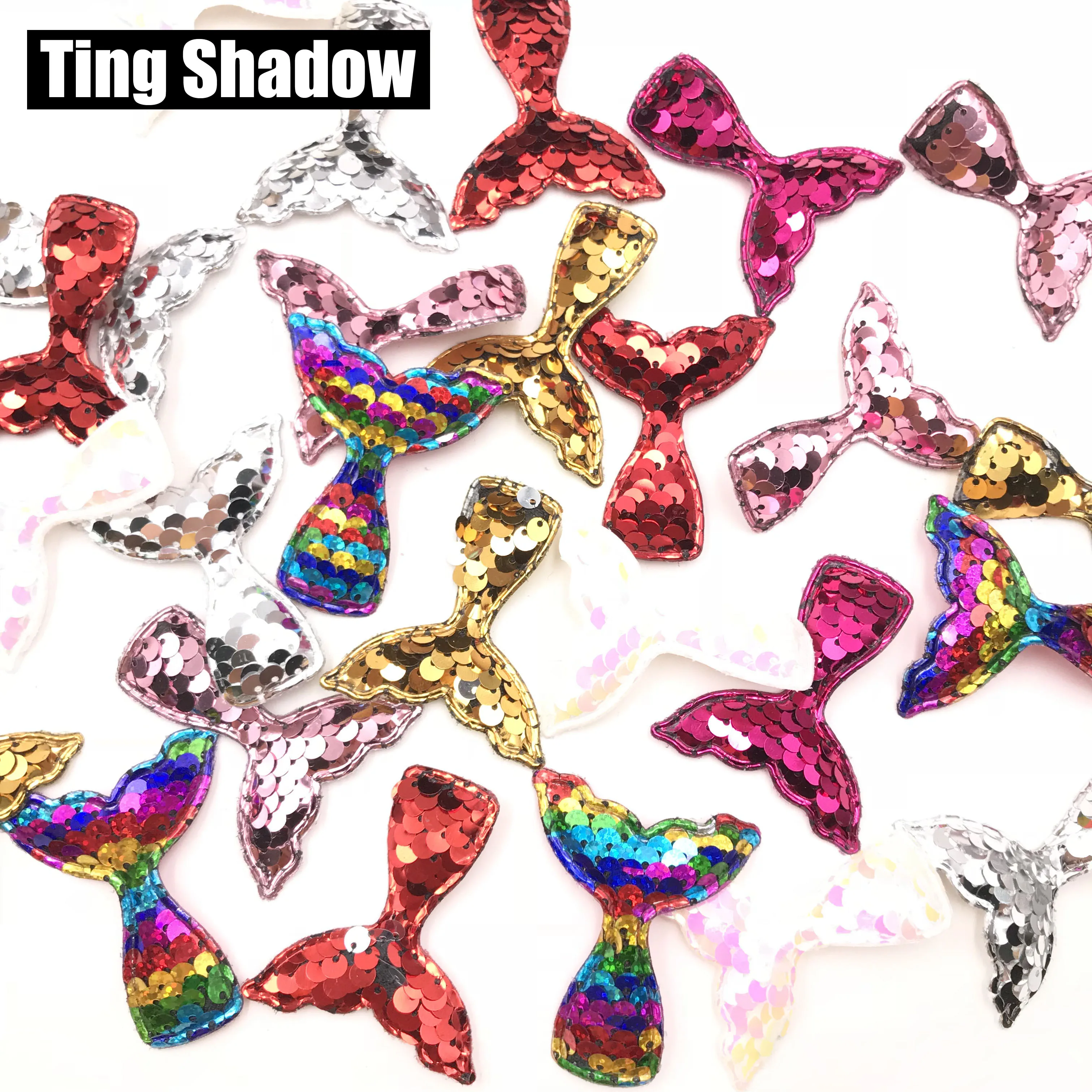 10pcs Glitter Sequins Fabric Mickey Padded Patches Mermaid sequin pads for DIY Crafts Clothes Hats Hairpin Ornament Accessories | Дом и сад