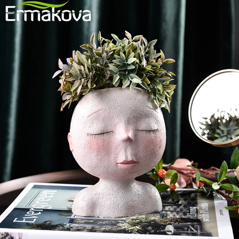 ERMAKOVA Скандинавская Смола ваза для головы человека художественная Цветочная