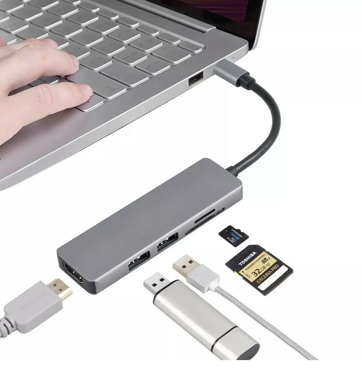 5in1 Type C USB Hub Adapter 3.0 ports Card Reader 4K HDMI For MacBook Pro | Laptop Docking Stations