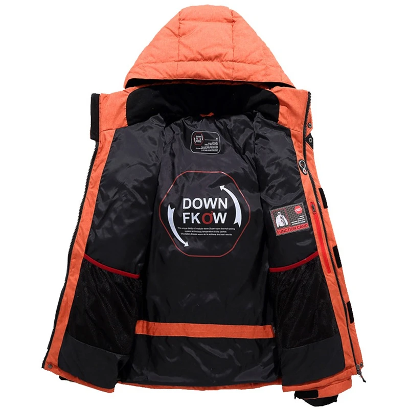 Мужская зимняя куртка на белом утином пуху с капюшоном | одежда