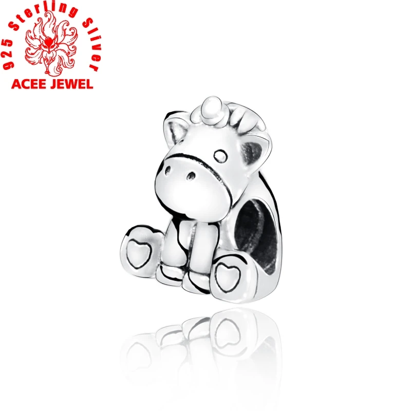 

2019 autumn New 925 Sterling Silver Beads Bruno the Unicorn Charms Pendant fit Original pandora Bracelets Women DIY Jewelry