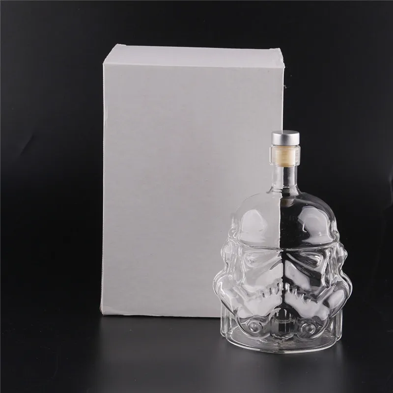 Portable Traveing Glass Cup Water Bottle Vase for Decoration DIY Water Bottle Star Wars Stormtrooper Helmet Glass Vodka Whisky