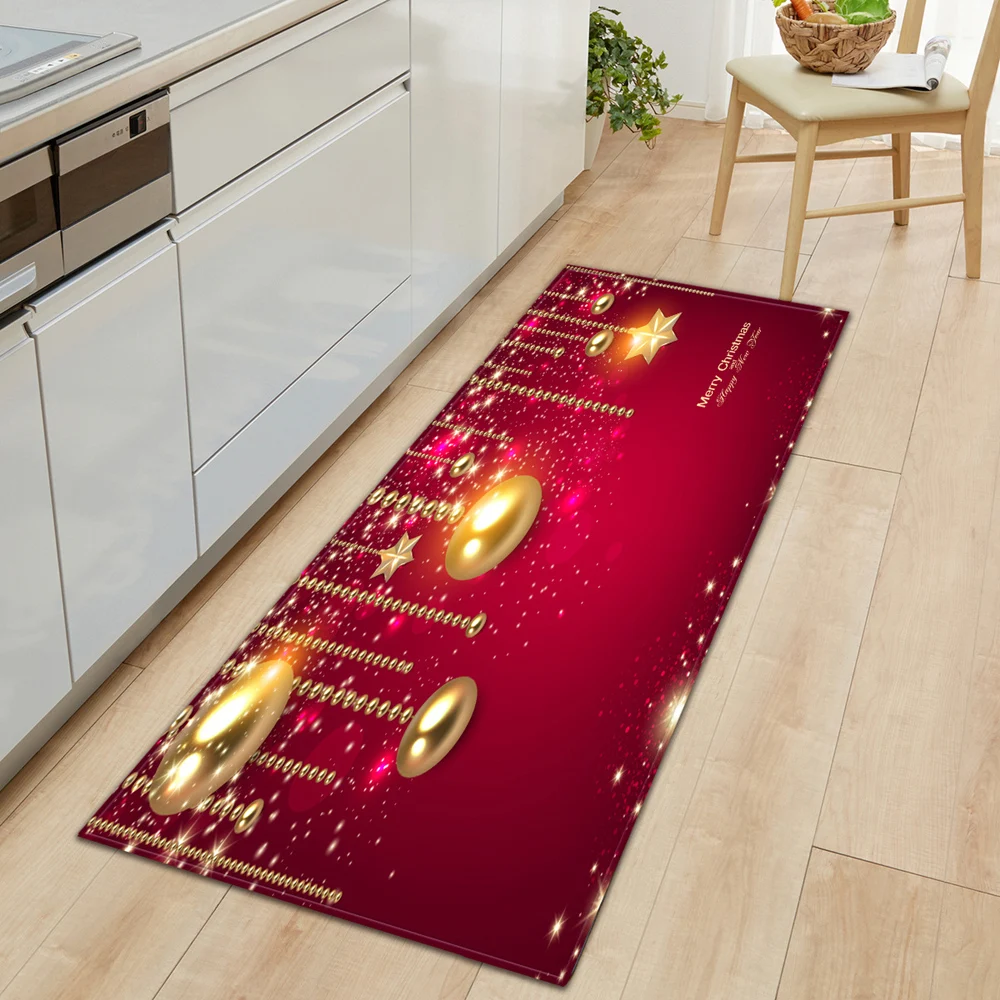 

Christmas Kitchen Rug Entrance Doormat Living Room Home Bedroom Floor Decoration Long Carpets Balcony Hallway Bath Anti-Slip Mat