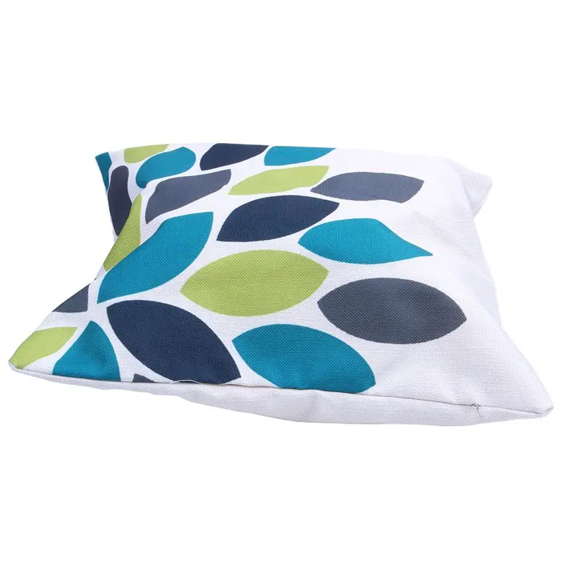 Big deal Vintage Geometric Flower Cotton Linen Throw Pillow Case Cushion Cover Home Decor 14. Blue Green Leaves | Дом и сад