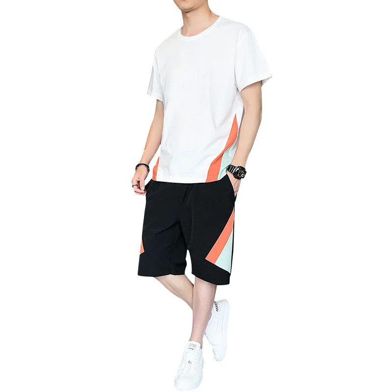 

Men Clothing 2021 Summer New Short-sleeved Men's T-shirt Printing Men's Shorts Two-piece Fashion Casual Loose Sports Suit Men
