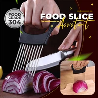 2021 new stainless steel slicers onion fork vegetables slicer cutting aid holder guide slicing cutter safe fork kitchen accessor