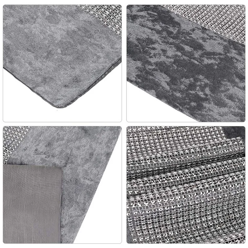 

13 x 70 Inch Table Runner, Rectangular Coffee Dining Table Cloth Runners with Diamante Strip for Home Kitchen Party Wedding Deco