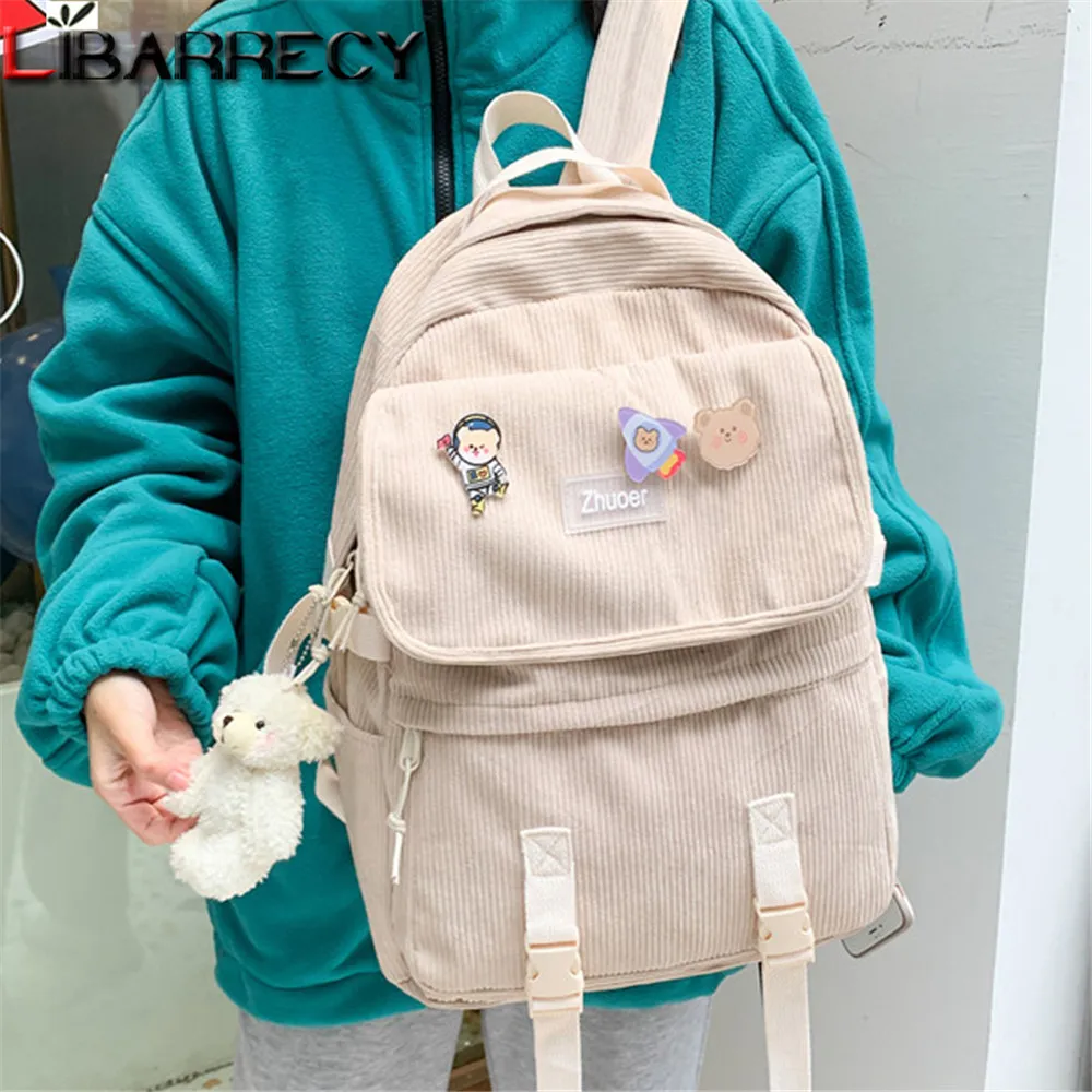 

Модный дизайнерский женский рюкзак с надписью, вельветовый рюкзак для ноутбука для подростков, повседневная женская школьная сумка для кни...