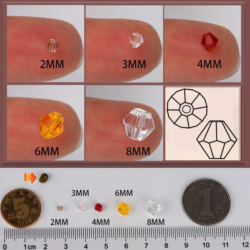 

100pcs/lot 4mm Pink Austrian Solid Color Crystal Beads Bicone Beads Glass Beads Loose Spacer Beads DIY Jewelry Making