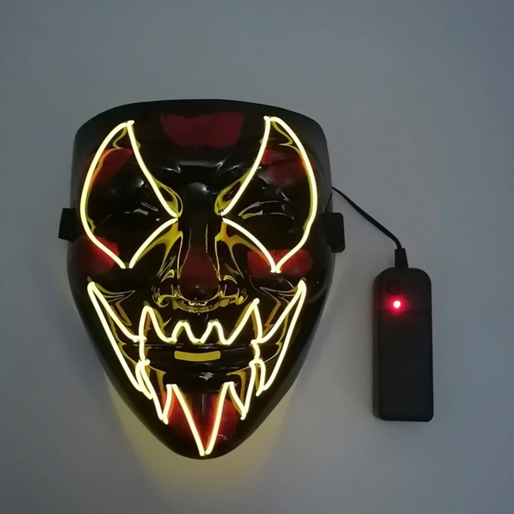 Светлая неоновая маска Cosmask для Хэллоуина светодиодная маскарада вечеринки