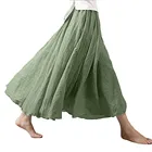 Юбка женская плиссированная длинная из хлопка и льна, винтажная пляжная юбка макси в стиле бохо, с эластичным поясом, женские юбки, на лето