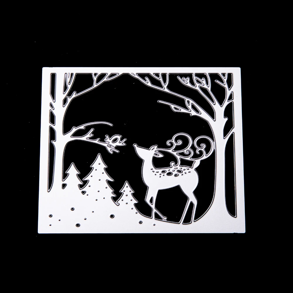 Рождественская открытка с оленем металлические Вырубные штампы для поделок