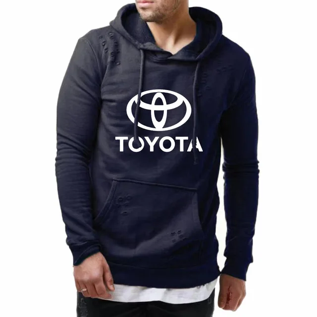 

Spring Autumn Hoodies Men for Toyota motor Car Logo Print Men's pullover Sweatshirt Fashion casual Hole Hooded Male Tops