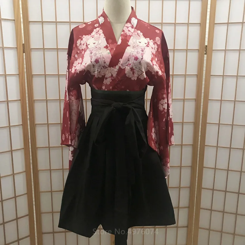 Кимоно с цветочным принтом модный Традиционный Японский хаори Топ для кавайных