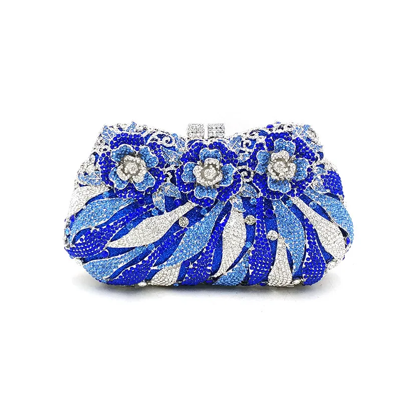 Color 11 Luxury Bridal party purse women evening party handbag fashion diamonds wedding crystal clutches rose flower crystal purses - Цвет: Color 11