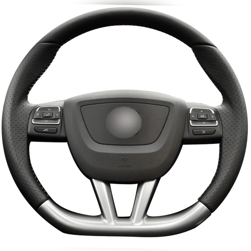 Прошитая вручную черная искусственная кожа противоскользящая для Seat Leon 2009