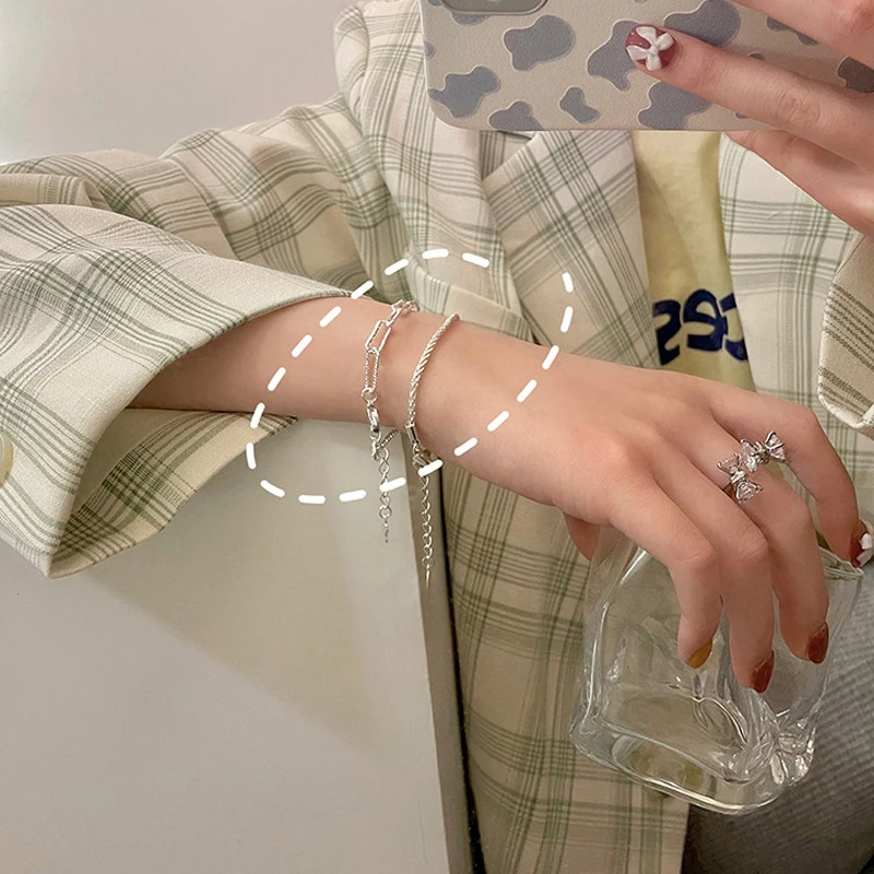 

2021 All-match Elegant Silver Full Rhinestone Chain Bracelet Female Fashion Focus Temperament High Quality Light Luxury Jewelry