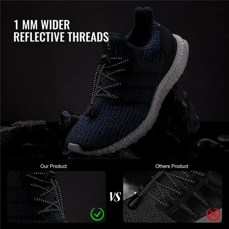 Светоотражающие эластичные ленивые шнурки без галстука эластичный замок