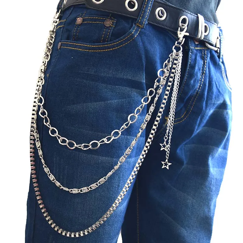 Брюки Hipster брелок в стиле рок хип хоп панк кошелек ремень готический джинсы брюки