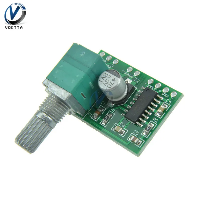 Плата аудио усилителя мощности Mini PAM8403 DC 5 В с переключателем потенциометра 2