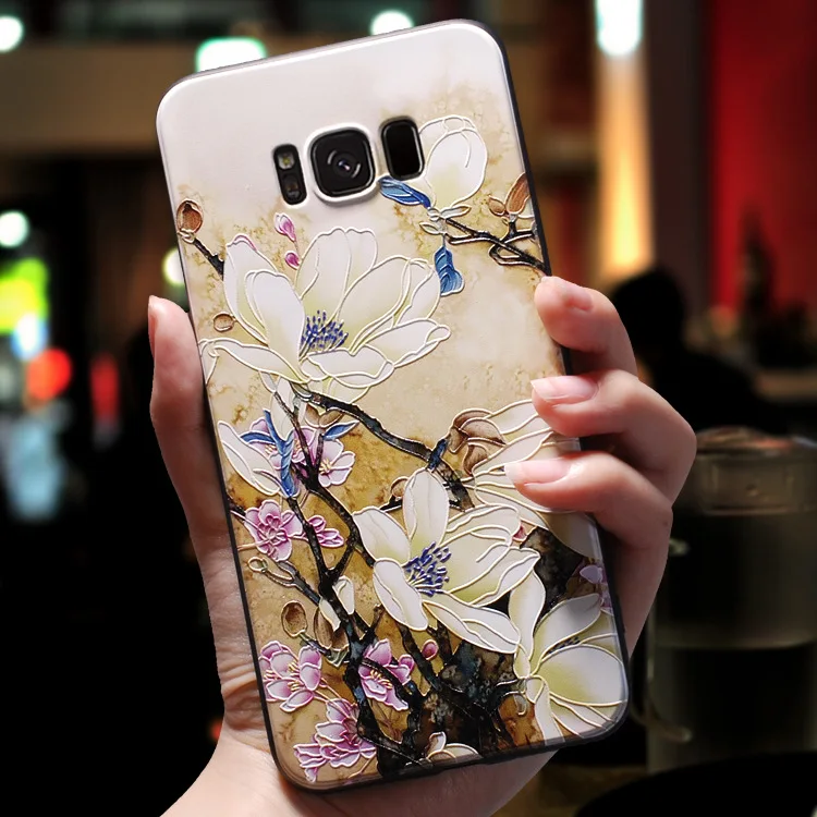 Чехлы для телефонов Samsung Galaxy S8 S9 S10 Plus чехол с 3d тиснением винтажный цветочный цвет