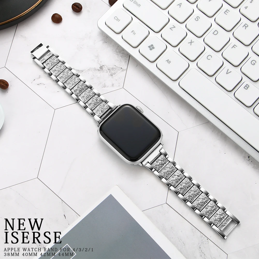 Ремешок + чехол для Apple Watch Series 6 5 4 ремешок 40 мм 44 Алмазный 38 42 браслет из
