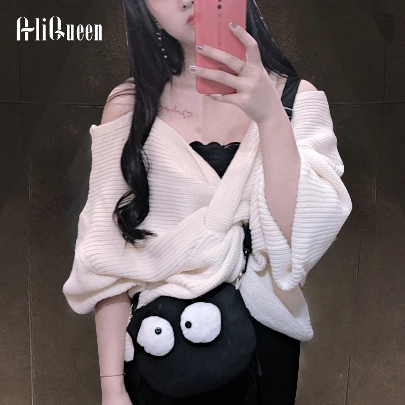 Женский трикотажный свитер без бретелек привлекательный облегающий пуловер с