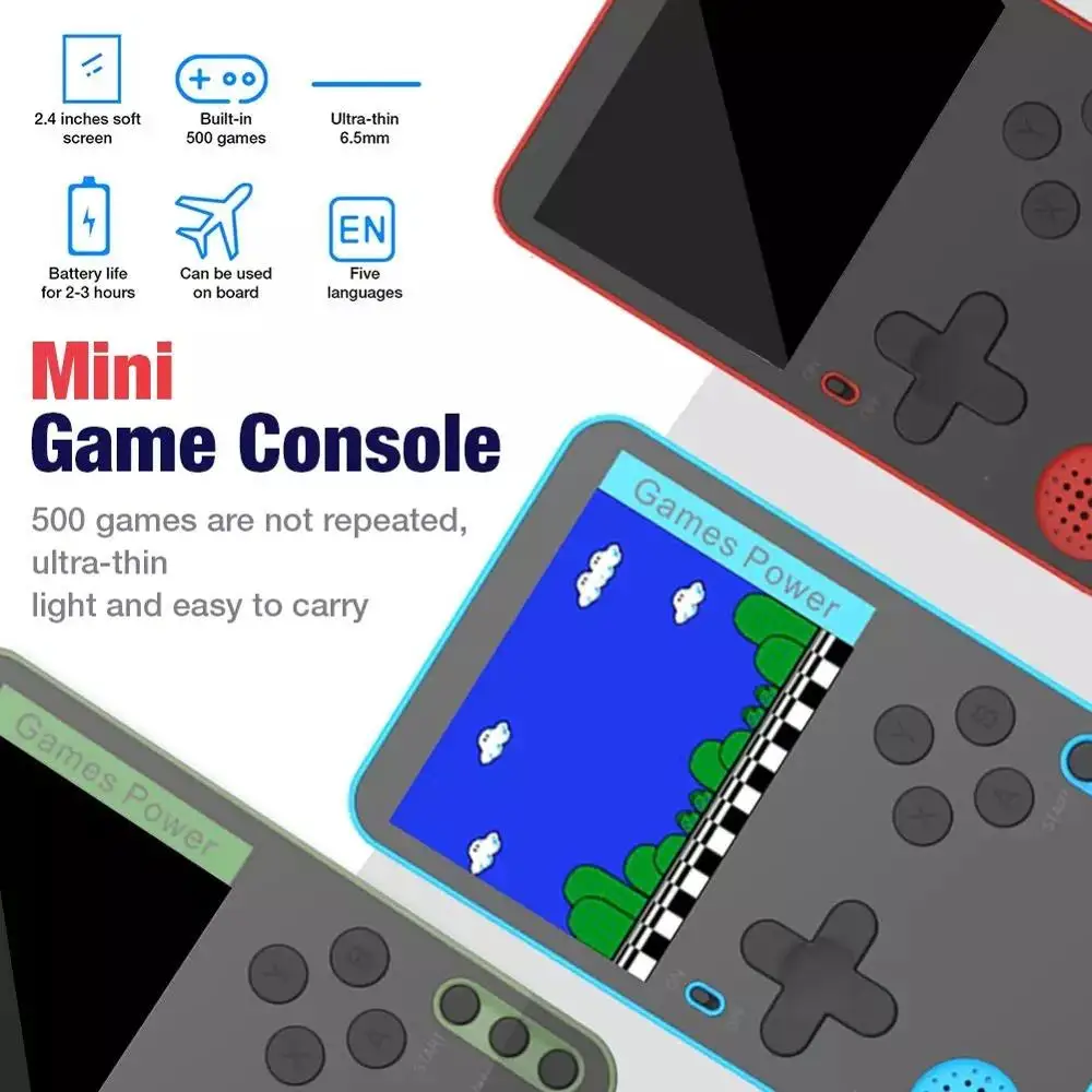 RS-60 Retro Portable Mini Handheld Game Console 2.4-inch Soft Screen Ultra-thin Rechargeable Gamepad Built-in 500 Games | Электроника